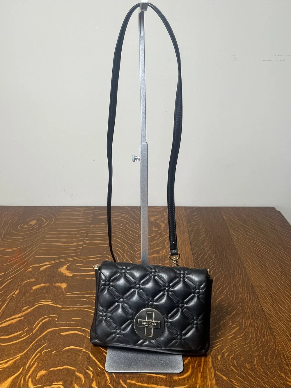 kate spade New York Astor Court Naomi Black Quilted Crossbody Shoulder Bag.
